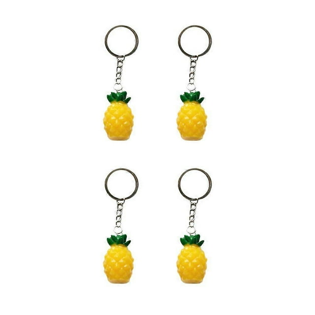 4pcs Hanging Key Ring Ornament Fashion Pineapple Keychain Pendant Creative Keychain Accessory (Yellow)
