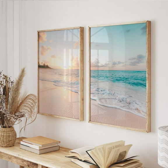 Luvia Ocean Sunset Prints Set Of 2, Pastel Beach Photography, Boho Coastal Diy, Modern Wall Decor Set 2 Prints 8x12 UNFRAMED