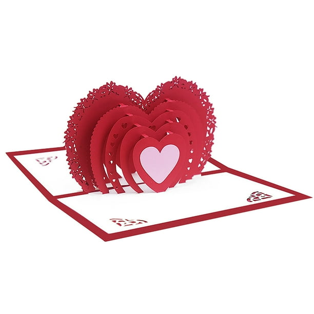 Hohaski 3d Valentines Day Cards For Her Him Paper Anniversary Gifts For Husband Wife Happy Birthday Card For Boyfriend Girlfriend Paper Greeting Card With Red Heart Envelope Walmart Com Walmart Com