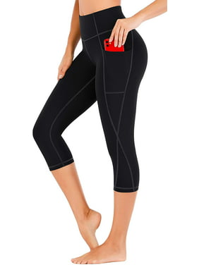 Leggings for Women Workout Capri Leggings with Pockets for Women High Waisted Yoga Pants with Pockets for Women Black