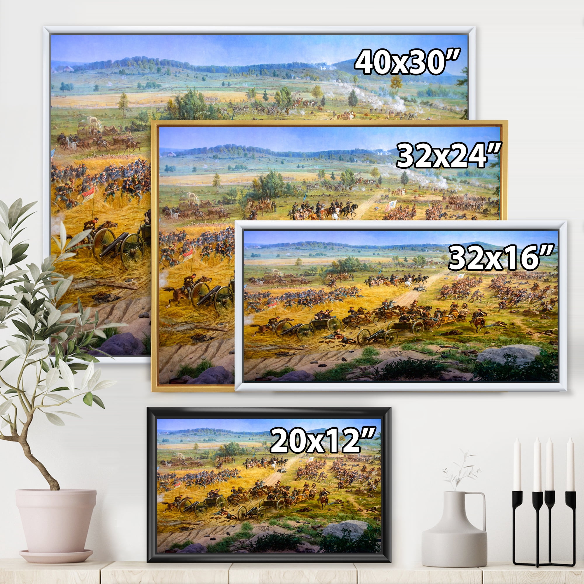 Designart 'Historical Gettysburg National Military Park' Vintage Framed Canvas Wall Art Print