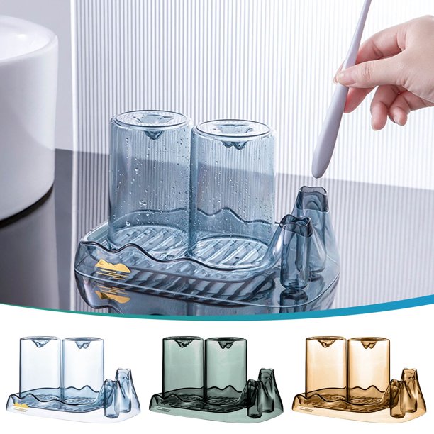 Juego de Vasos para Enjuague Bucal, Portacepillos, Estante de Almacenamiento, Organizador de Baño, Diseño Compacto, Plástico Resistente, Fácil de Guardar Cosméticos, Cepilos de Dientes y Artículos de
