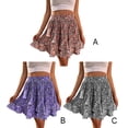 thumbnail image 2 of tredstone Femme Jupe Taille Haute Imprimée Filles Fête Randonnée Plissée Florale Jupes Élastiques Dames Style Décontracté Vêtements Cadeau de Vacances Violet G, 2 of 6