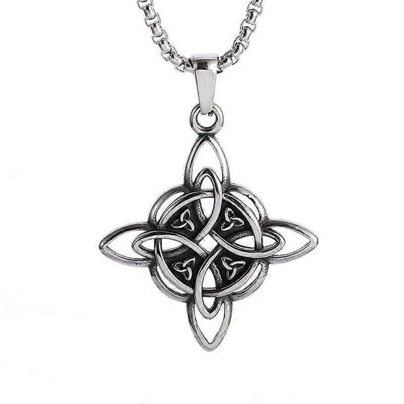 Witch Knot Necklace Vintage Stainless Steel Magic Knot Pagan Wiccan Symbol Pendant Necklace Charm Women Jewelry Gifts