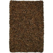 St. Croix Trading Company Hand-tied Pelle Brown Leather Shag Rug (5' x 8')