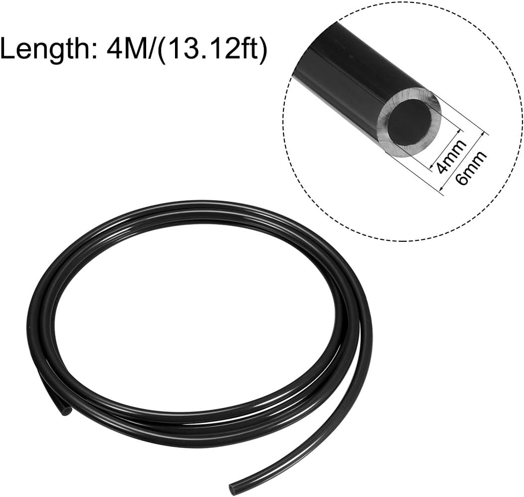 MKEUDQ-Pneumatic Air Tubing, 6mm OD x 4mm ID 4m (157 Inch) PU Polyurethane Air Compressor Tubing Hose Pipe Black