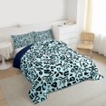 thumbnail image 3 of jejeloiu Vintage Leopard Pattern Full Size Comforter Sets,Cute Cartoon Bowknot Bedding Comforter Set,Cyan Black Bedding Sets For Adult,Super Cozy Room Decor Reversible,3 Pieces, 3 of 8