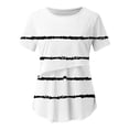 thumbnail image 5 of Gytharion Maternity Nursing Blouse for Women Round Neck Stripes Breastfeeding Tshirts Fashion Casual Short Sleeve Pregnancy Tops, 5 of 6