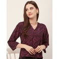 thumbnail image 5 of Moomaya Printed V-Neck Tops For Women, Quarter Sleeve Regular Fit Casual Tunic Top, 5 of 9