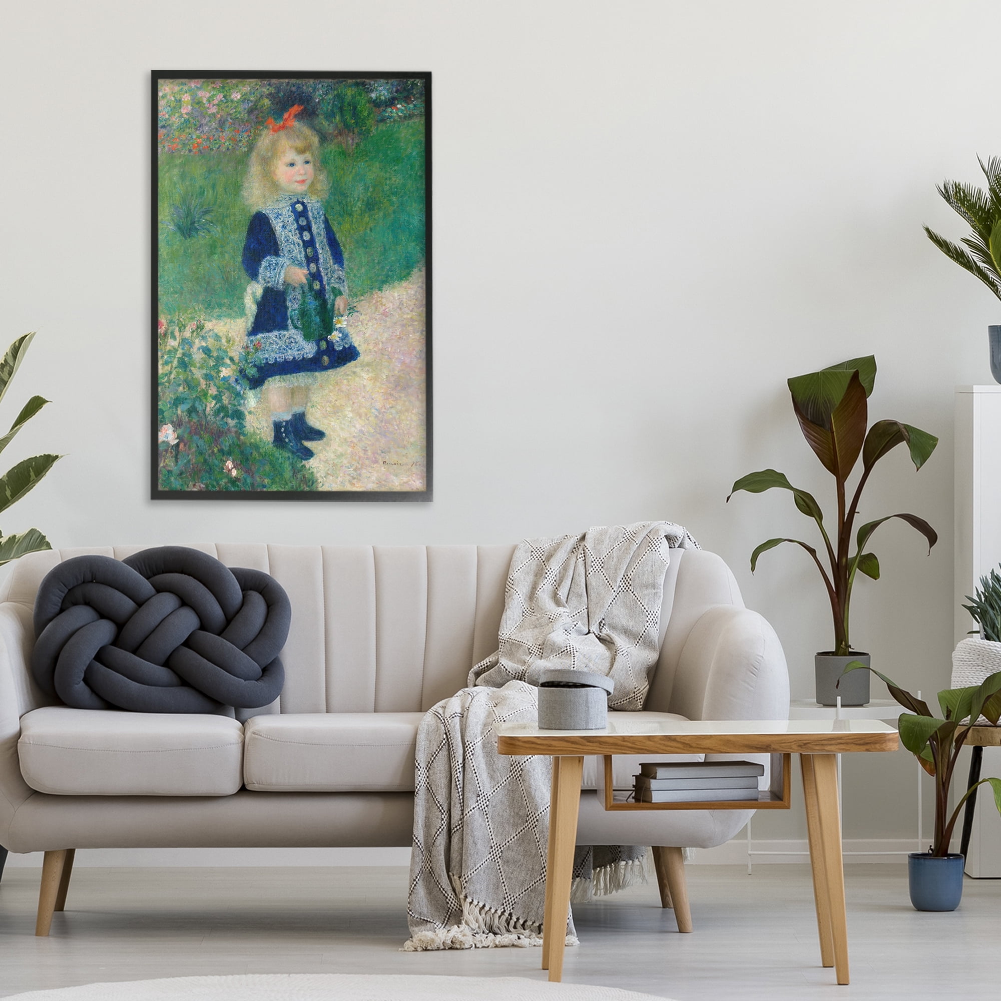 Stupell Industries Girl With Watering Can Black Framed Giclee Art, design by Tina LeCour