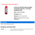 thumbnail image 2 of Left Driver Side Tail Light Assembly - Compatible with 2014 - 2019 Ram ProMaster 2500 2015 2016 2017 2018 2020 2021, 2 of 2