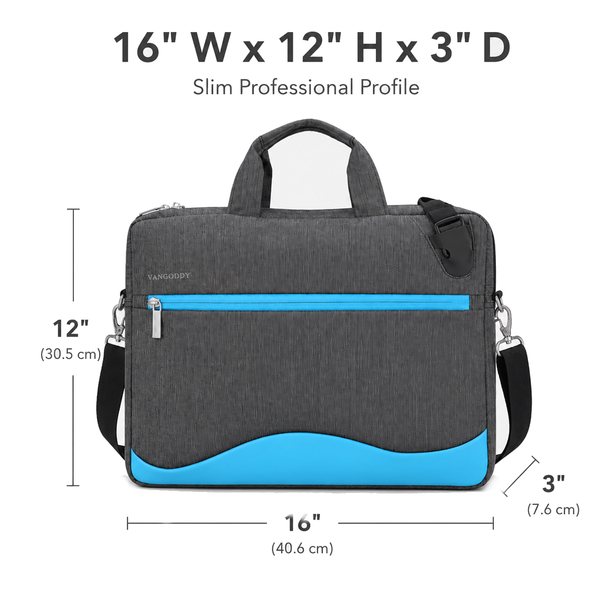 15.6 Inch Business Laptop Shoulder Bag, Slim Padded Professional Briefcase with Adjustable Strap, Multi-Compartment Computer Carrying Case for Work, Office, Travel, Blue