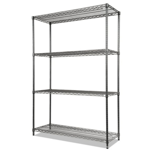 Alera ALESW504818BA 48 in. x 18 in. x 72 in. Four-Shelf Wire Shelving Starter Kit - Black Anthracite