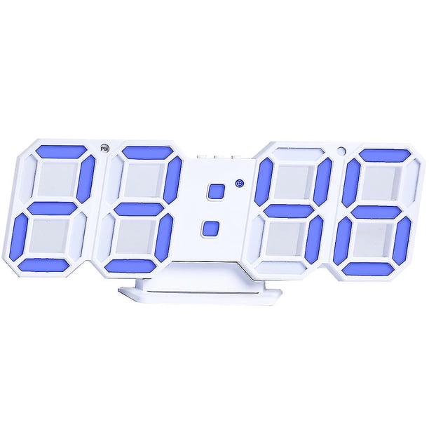 Reloj despertador digital 3d, reloj de tiempo numérico LED de pared con ajuste de brillo