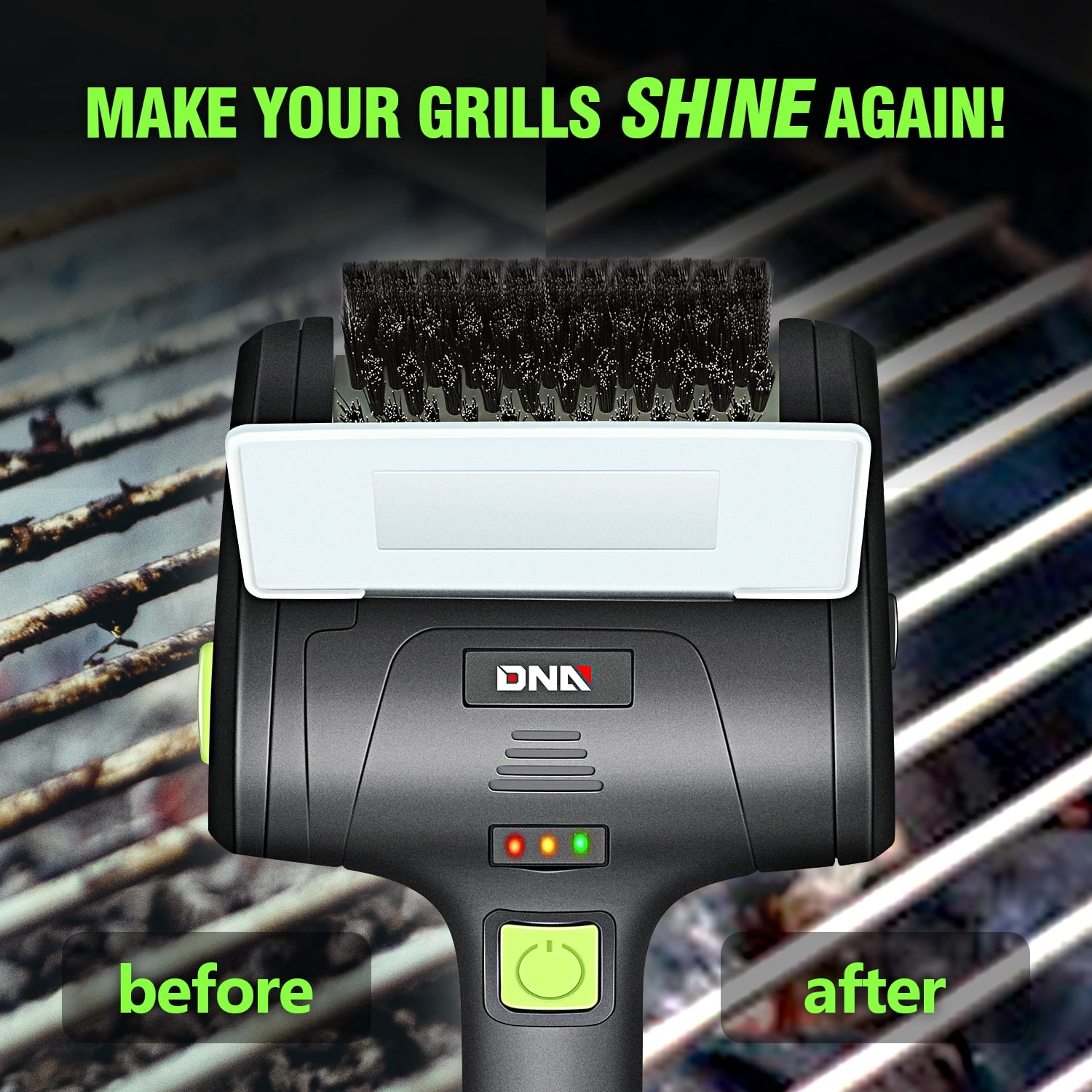 DNA Motoring Rechargeable Electric BBQ Grill Cleaning Brush, Cordless Grill Scrubber with Stainless Steel Bristles