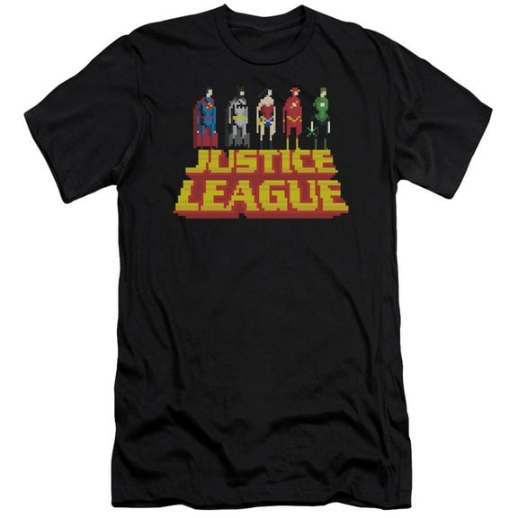 JLA Justice League Standing Above S/S Adult 30/1 T-Shirt Black
