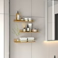 thumbnail image 5 of 3 Pack 16 Inch Floating Wall Shelves with Gold Metal Guardrail, Wall Mounted Shelf for Bedroom Bathroom Kitchen Living Room, Different Sizes, 5 of 6