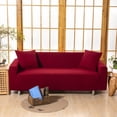 thumbnail image 2 of Sofa Covers Lounge Simple Style Slipcover Corn Plaid Solid Color Full Cover Furniture Elastic Protector for Living Room Wine Red, 2 of 6