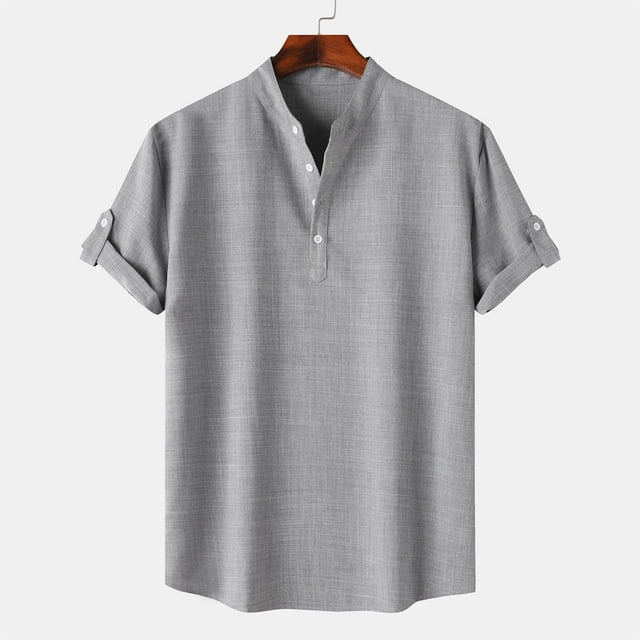 pstuiky Camisa de manga corta para hombre, Camisa hawaiana informal de manga corta con cuello alto y botones para hombre ropa de hombre xl
