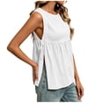 thumbnail image 6 of ATOYSOY Tied Side Peplum Tank Tops for Women Solid Color Sleeveless Loose Fitted Empire Soft Tank Tops Elegant Waist Summer Comfortable Casual Daily Tops, 6 of 7