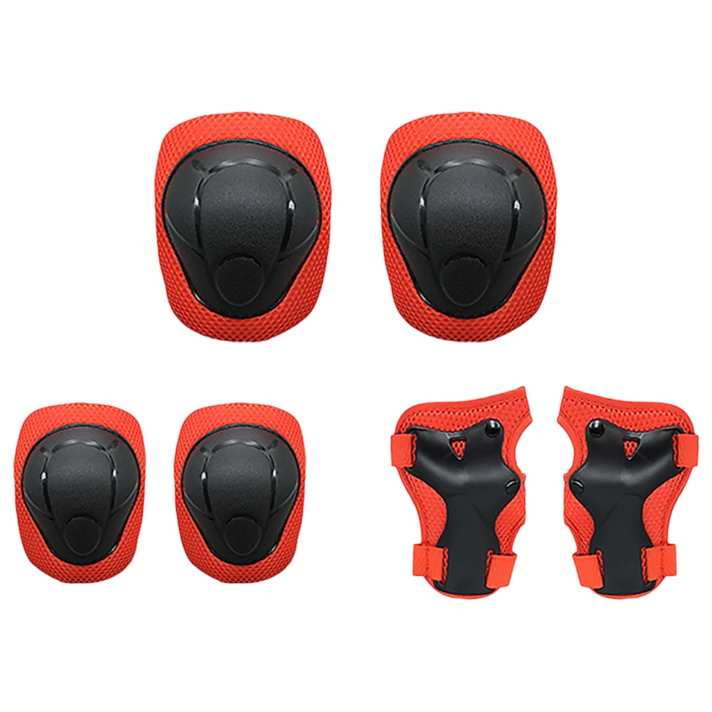 6 Pièces / Ensemble Enfants Équipement De Protection Genouillères De Sport Teen Poignet Coude Genouill Res Pour Skateboard V Lo De Skateboard Rouge