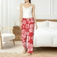 thumbnail image 5 of Uemuo Red Hibiscus Flower Pattern Women's Wide Leg Palazzo Lounge Pants with Pockets Light Weight Loose Comfy Casual Pajama Pants-Large, 5 of 9