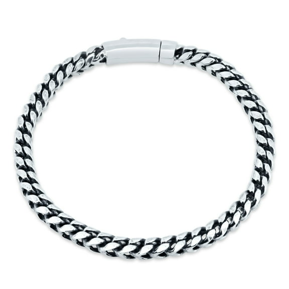 Rhodium Plated 925 Sterling Silver Round Franco Bracelet w/ Bar Lock 5.4mm Italy 8.5" Jewelry Female