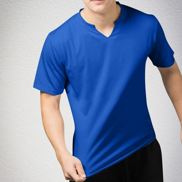 pstuiky Camisas casuales de manga corta para hombre, Camiseta deportiva y de fitness para hombre, informal, moderna, de color liso, con cuello redondo y manga corta. camisetas de hombre m