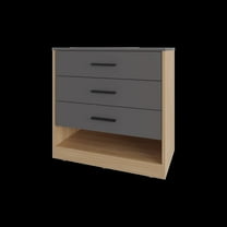 FM FURNITURE Lowrys Dresser with 3 Drawers Natural Oak and Matt Grey