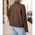 thumbnail image 4 of Women Jacket Casual Lapel Long Sleeve Zip Up Cropped Coats Trendy Outwear Fall Winter Streetwear Brown L, 4 of 7
