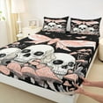 thumbnail image 3 of Feelyou Boho Skeleton Skull Bed Sheets, Orange Magic Moth King Sheets, Halloween Theme Sheet Set, Super Cozy Room Decor,4 Pieces, 3 of 7