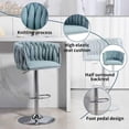 thumbnail image 3 of Peispie Counter Height Bar Stools Set of 4, 25.6"-31.5" Adjustable Swivel Woven Velvet Bar Chairs with Chrome Base for Kitchen Island, Low Back Barstools for Adult, Blue, 3 of 10