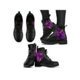 thumbnail image 6 of Woobling Ladies Leather Boot Lace Up Ankle Boots Vintage Short Bootie Outdoor Booties Non Slip Floral Comfortable Purple Rose 6.5, 6 of 6