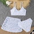 thumbnail image 2 of TOWED22 Girls Swimsuits 3 Piece Bathing Suit Bikini Set with Sporty Shorts Beach Swimwear for Girl 8-15 Years(White,7-8 Y), 2 of 6