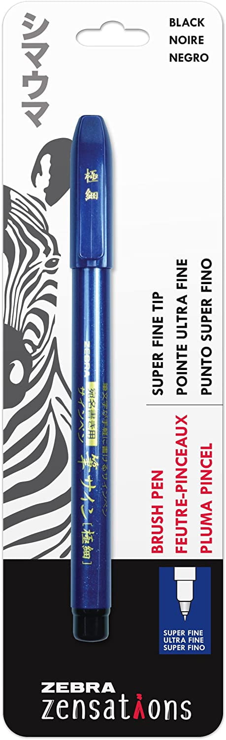 Zensations Brush Pen Super Fine Tip Black Water-Resistant Ink Brush Tip 