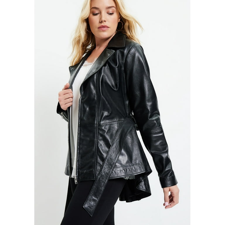 Peplum leather jacket plus size hotsell