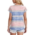 thumbnail image 4 of YUGYXL Tuniques pour Femmes Manches Courtes Chemises Tendance Manches Raglan Blouses Habillées Col Rond Hauts Imprimés Sorties Tees B Multicolore S, 4 of 6