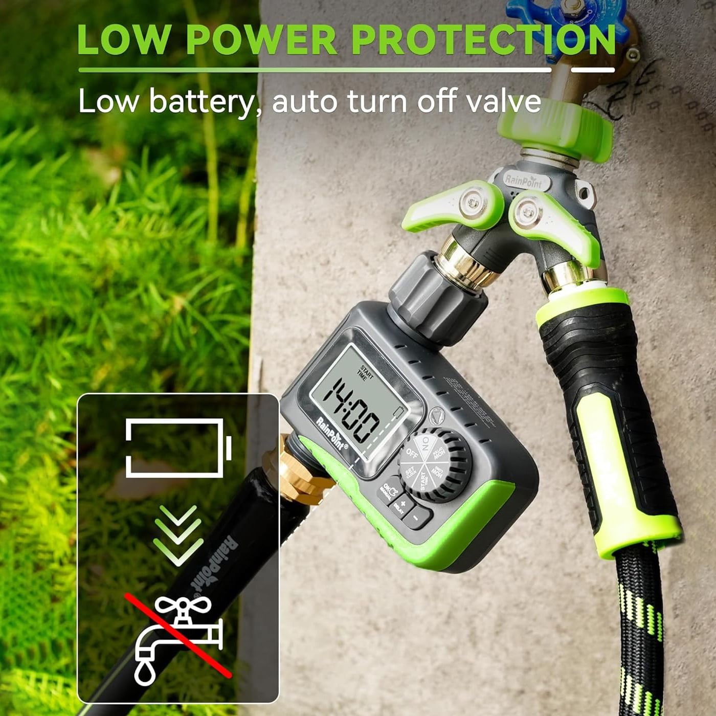 RainPoint Programmable Water 1-Zone for Outdoor, Automatic Irrigation Controller System, Sprinkler Hose Timer for Garden Yard Lawn, Watering Controller