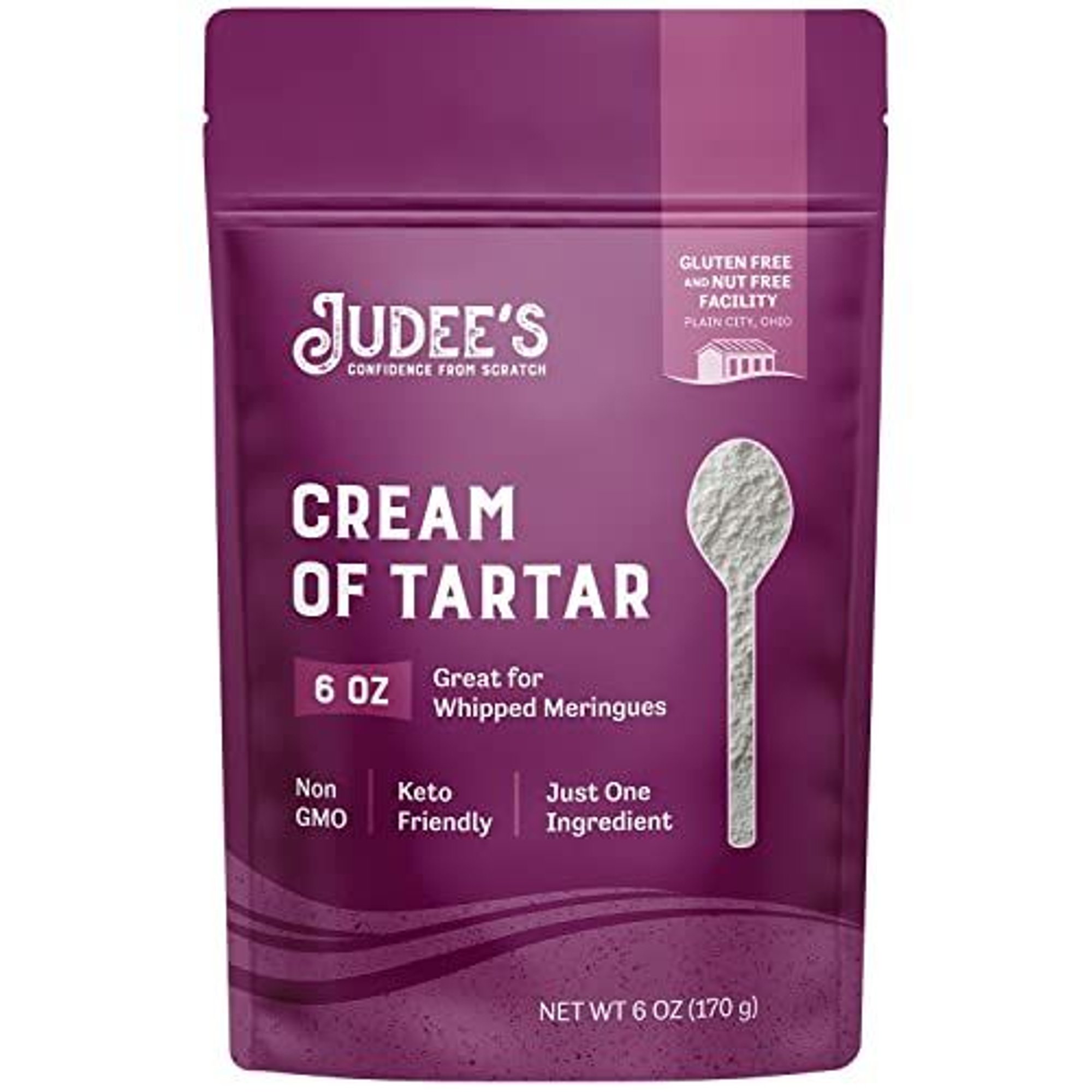 Judee s Gluten-Free Cream of Tartar - Baking Stabilizer & Cream of Tartar for Baking - Gluten-Free & Non-GMO - Keto Friendly & Tartaric Acid - 6 oz Pack of 1