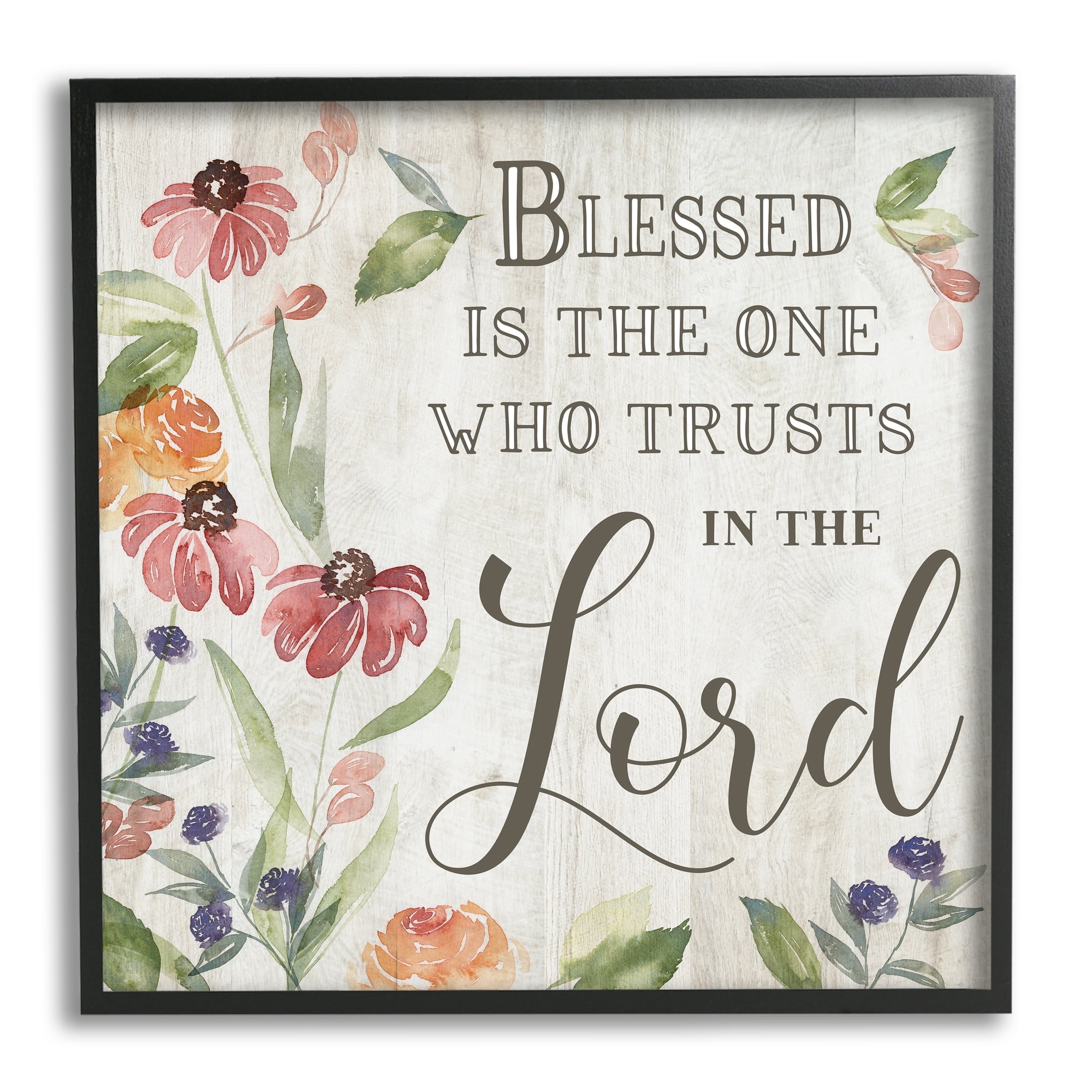 Stupell Industries Blessed One Who Trusts The Lord Spring Florals, 24 x 24, Design by Kristen Brockmon