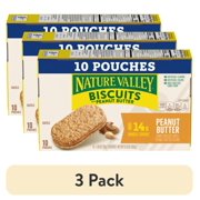 (3 pack) Nature Valley Biscuit Sandwiches, Peanut Butter, Snack Bars, 10 Bars, 13.5 oz