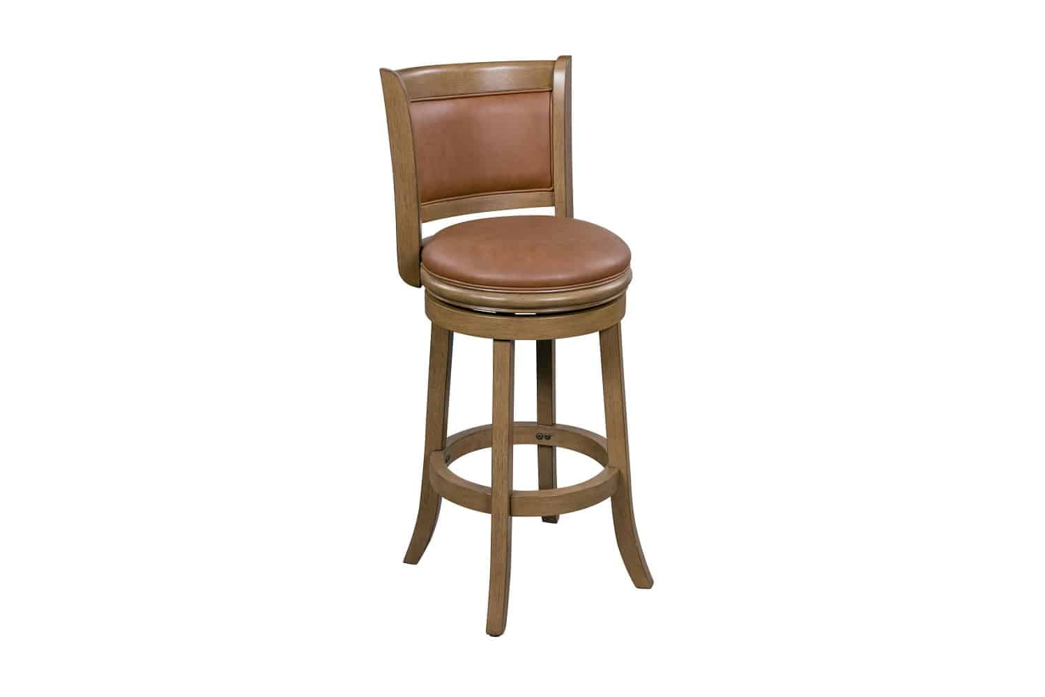 Boraam Augusta 26in Counter Height Swivel Wood Kitchen Bar Stool, Distressed Sandrift