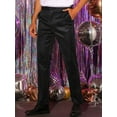thumbnail image 2 of Unique Bargains Men's Metallic Pants Straight Leg Party Nightclub Glitter Trouser 36 Black, 2 of 6