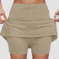 thumbnail image 2 of zaveiop Versatile Skorts for Woman with Shorts Underneath,Plus Size Dressy Casual Athletic Tennis Short Skirts with Pockets (Khaki, L), 2 of 6