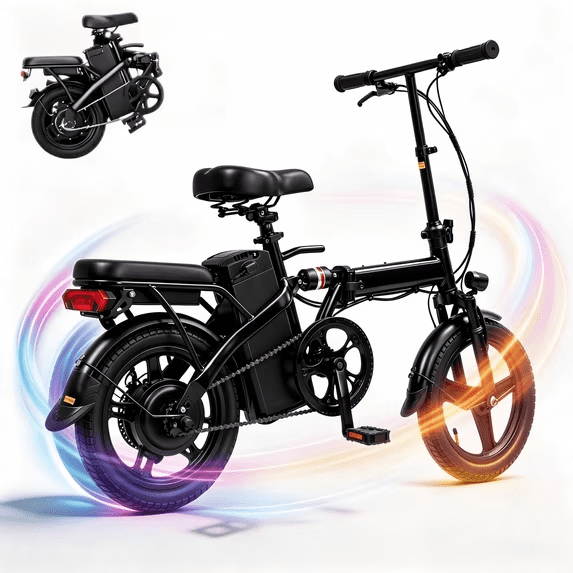 ELHIXNH 36V 12Ah Electric Bike for Adults, 500W Motor, 19.9MPH Max Speed Folding Ebike, 14" Electric Bicycles, Commuter Bike for Shopping,UL2849