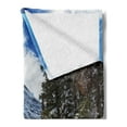 thumbnail image 2 of Winter Soft Flannel Fleece Throw Blanket, Tranquil View of Glacier National Park in Montana Water Reflection Peaceful, Cozy Plush for Indoor and Outdoor Use, 50" x 60", Brown Blue White, by Ambesonne, 2 of 5