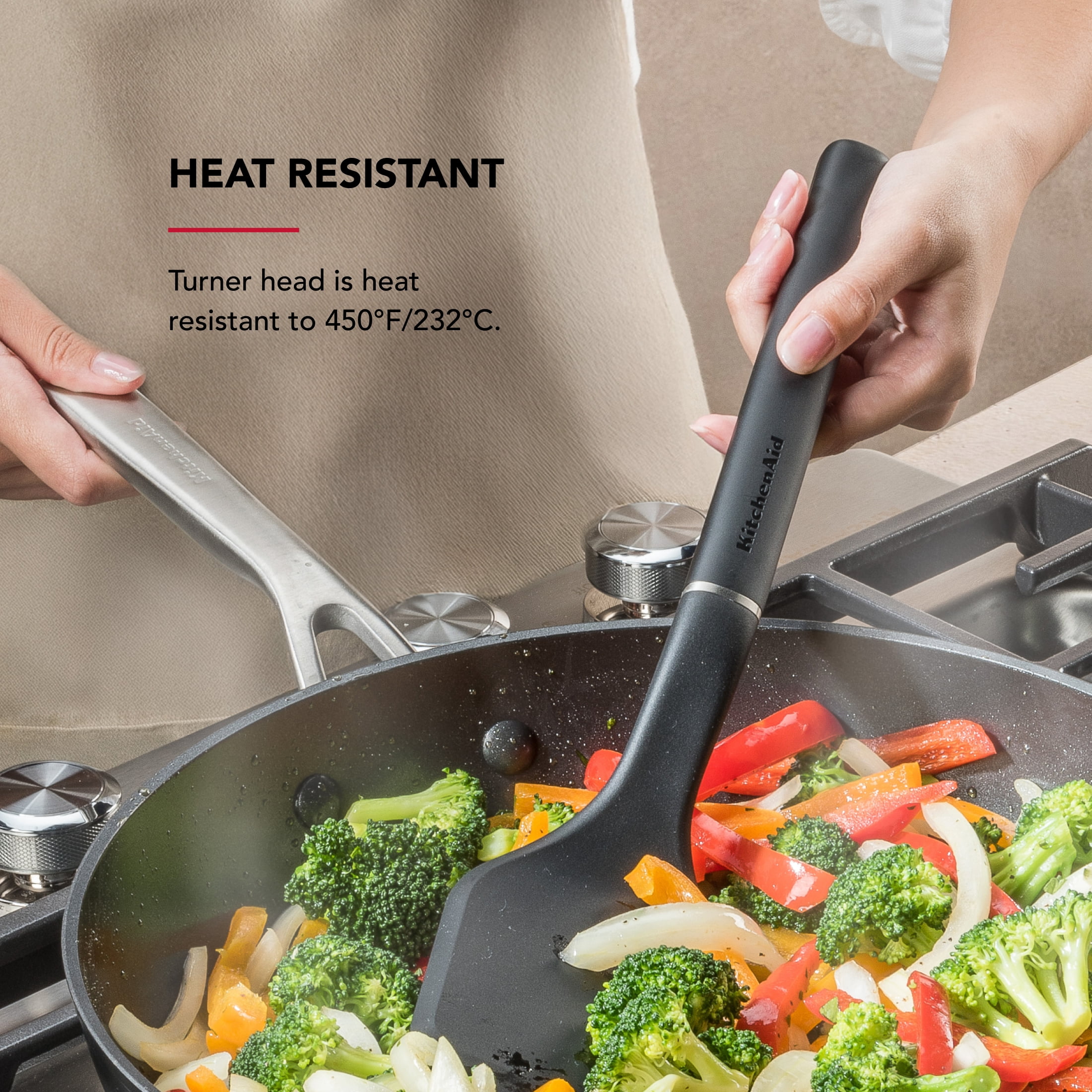 KitchenAid 3-Piece Cooking Utensils Set with Ergonomic Handles, Black
