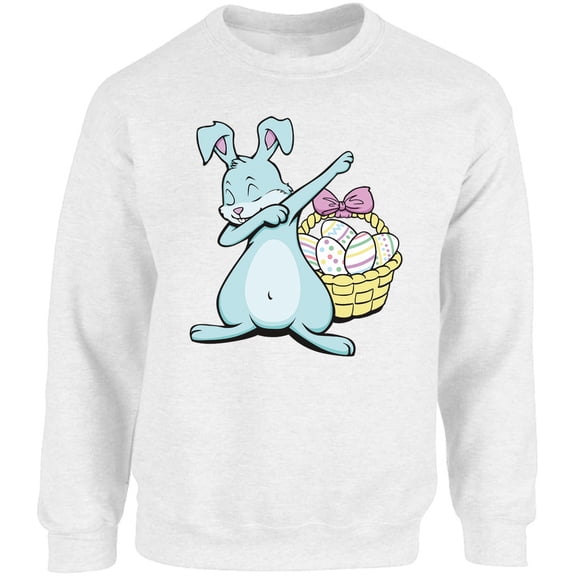 Dabbing Easter Bunny Graphic Sweatshirt - Happy Easter Day Unisex Crewneck - Easter Party Sweater Gifts for Men and Women