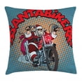 thumbnail image 1 of Santa Throw Pillow Cushion Cover, Biker Santa Claus Riding a Motorcycle Pop Art Retro Style Background Halftone Effect, Decorative Square Accent Pillow Case, 18 X 18 Inches, Multicolor, by Ambesonne, 1 of 2