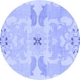 thumbnail image 1 of Ahgly Company Machine Washable Indoor Round Abstract Blue Modern Area Rugs, 3' Round, 1 of 4